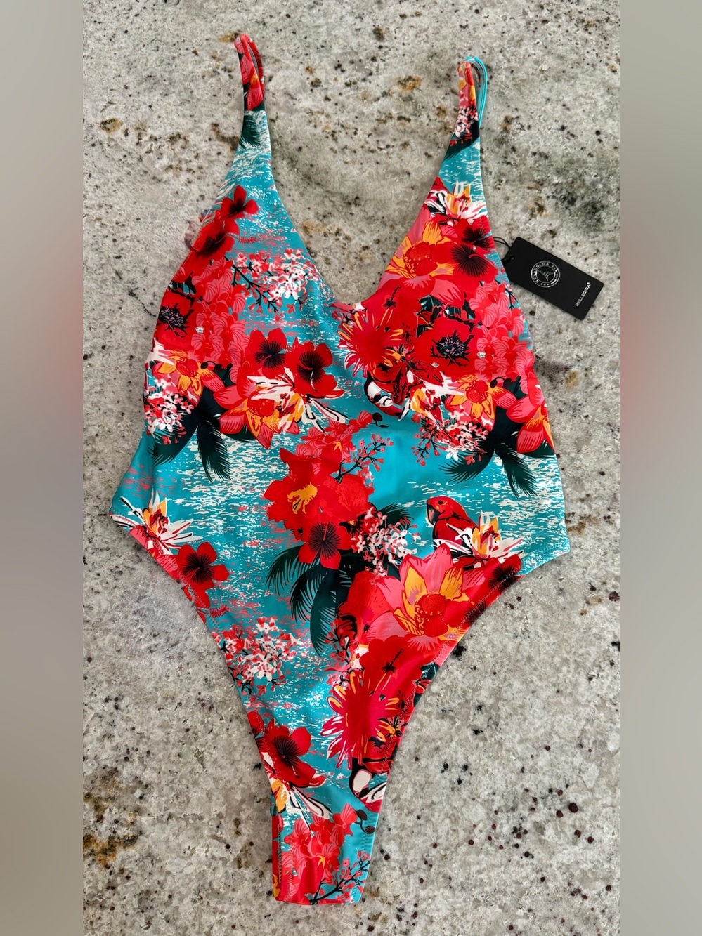 RELLECIGA Women's Tropical One-Piece Thong Swimsuit - NWT